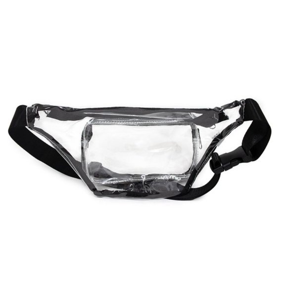 Clear/ Transparent Men's Belt Bag/ Waist Bag- Black Accents - Picture 2 of 8